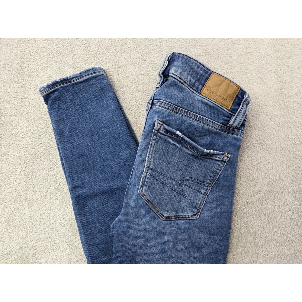 American Eagle Hi-Rise Jeggings Womens 000 Short Distressed Ripped Jeans
